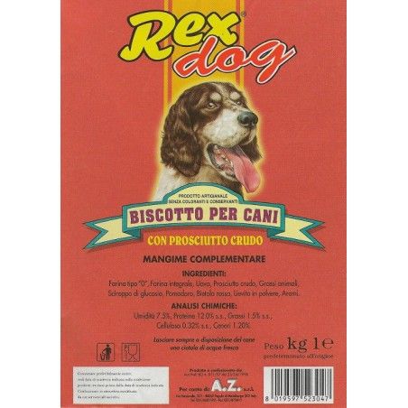 REX BISCOTTI PER CANI CON PROSCIUTTO CRUDO KG.1