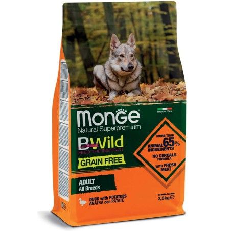 MONGE BWILD GRAIN FREE ALL BREEDS ANATRA E PATATE 2.5 KG