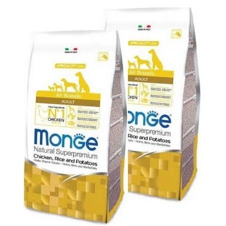 MONGE ALL BREEDS ADULT POLLO RISO PATATE KG.12 **acquisto minimo 2 sacchi*prezzo riferito alla singola confezione*