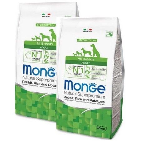 MONGE ALL BREEDS ADULT CONIGLIO RISO PATATE KG.12 **acquisto minimo 2 sacchi*prezzo riferito alla singola confezione*