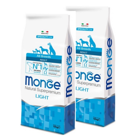 MONGE ALL BREEDS LIGHT SALMONE KG.12 **acquisto minimo 2 sacchi*prezzo riferito alla singola confezione*