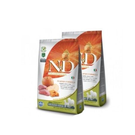 FARMINA N&D PUMPKIN ADULT MEDIUM/MAXI CINGHIALE E MELA 12 KG **acquisto minimo 2 sacchi*prezzo riferito alla singola confezione*