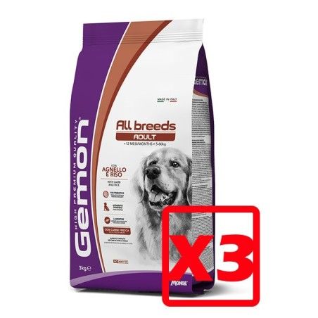 MONGE GEMON MEDIUM ADULT AGNELLO E RISO KG.15 *acquisto minimo 3 sacchi*prezzo riferito alla singola confezione*