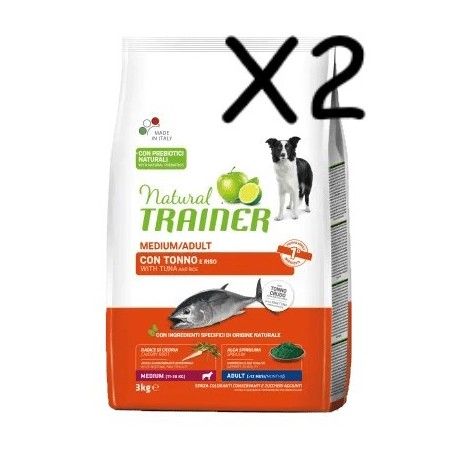 TRAINER DOG NATURAL ADULT MEDIUM TONNO E RISO KG 12 *acquisto minimo 2 sacchi*prezzo riferito alla singola confezione*