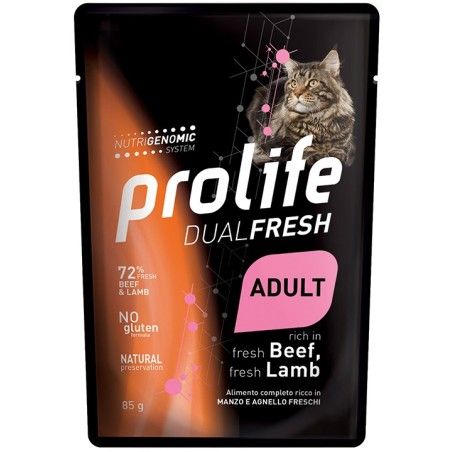 PROLIFE CAT BUSTA GR.85 DUAL FRESH ADULT FRESH BEEF, FRESH LAMB