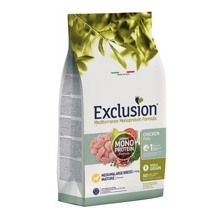 EXCLUSION MEDITERRANEO MONOPROTEIN MATURE CHICKEN MEDIUM/LARGE BREED 12KG