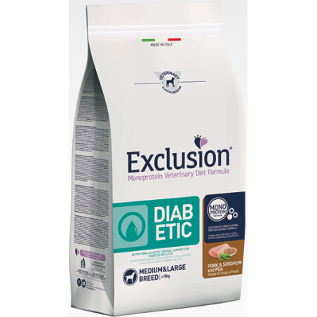 EXCLUSION DIET DIABETIC PORK & SORGHUM AND PEA MEDIUM & LARGE BREED KG 12