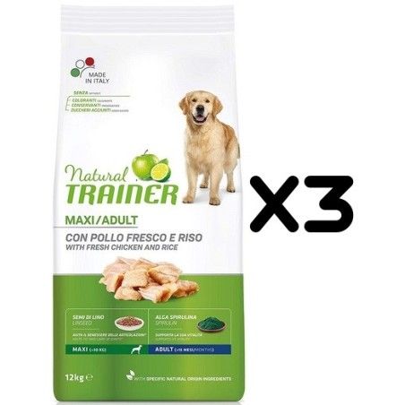 TRAINER DOG NATURAL ADULT MAXI POLLO KG 12 *acquisto minimo 3 sacchi*prezzo riferito alla singola confezione*