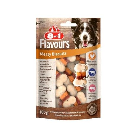 8in1 FLAVOURS TREATS MEATY BISCUITS 100gr