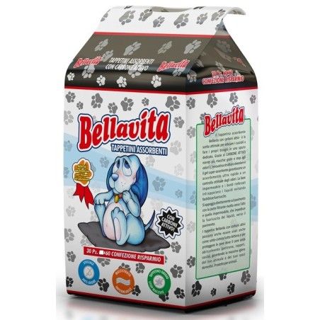 BELLAVITA TAPPETINI ASSORBENTI CON CARBONE ATTIVO CM.60X60 30 PEZZI 