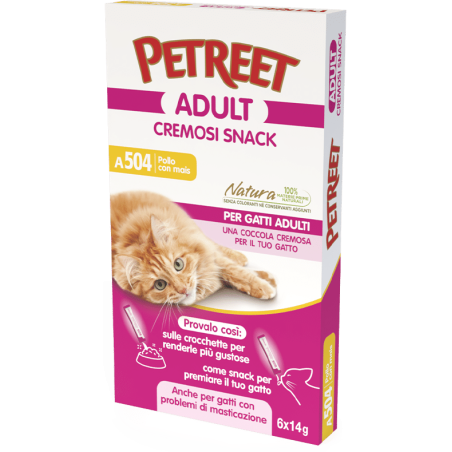 PETREET SNACK CREMOSI POLLO MAIS 6X14 GR