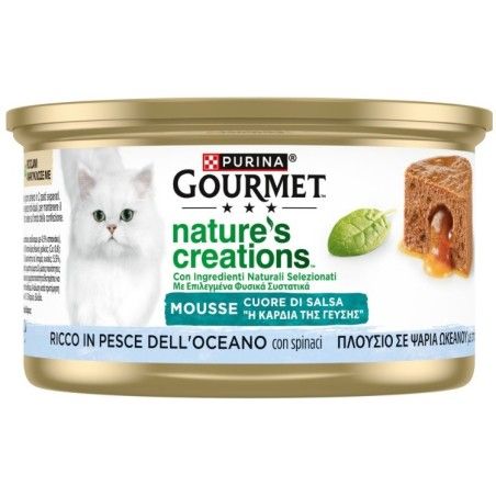 GOURMET NATURE'S C. 85GR MOUSSE CUORE DI SALSA PESCE OCEANO CON SPINACI 