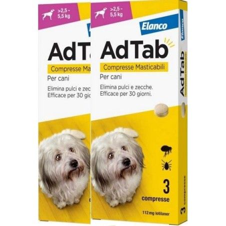 AdTab COMPRESSE MASTICABILI PER Cani da 2,5 – 5,5 Kg***2 CONFEZIONI****Spedizione Gratis****